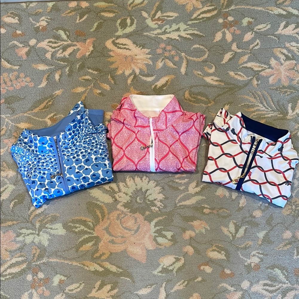 Stylish Patterned Zip-Up Tops Trio